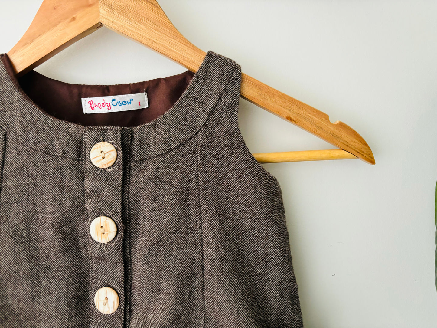 The Brown Button Pinafore (Size 1)